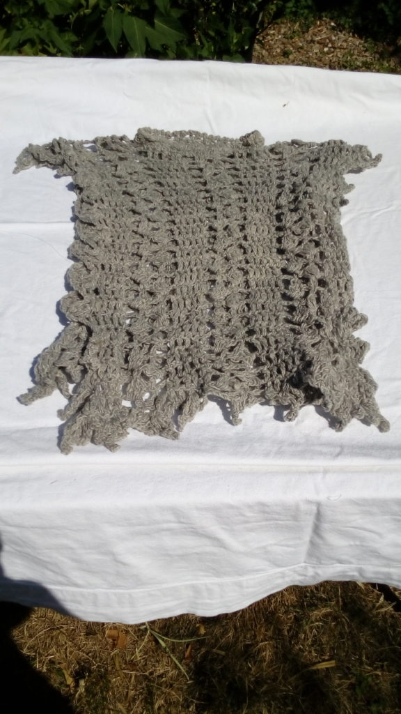 Tunique, laine et coton, grise, crochet