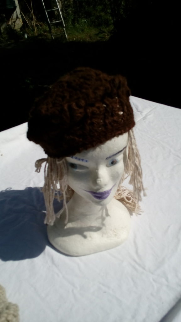 Bonnet, alpaga, marron, naturel, filé main, crochet