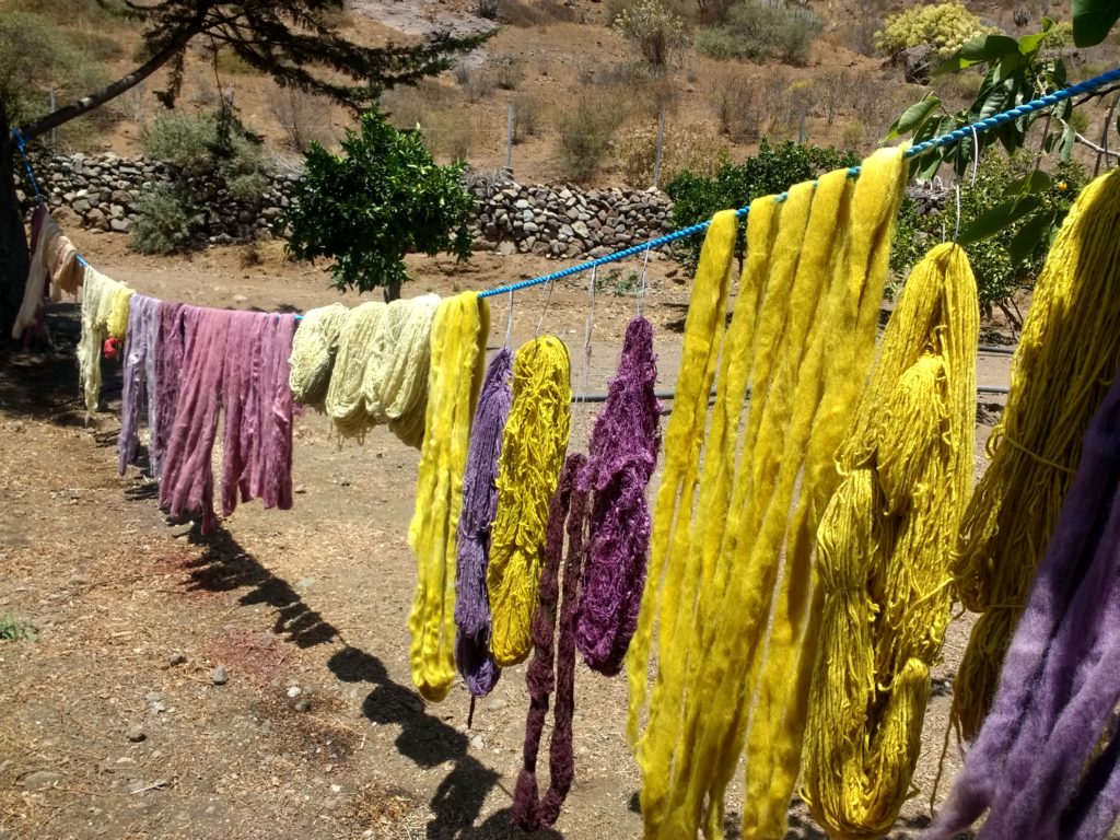 Formation chez Solange, laines teintes