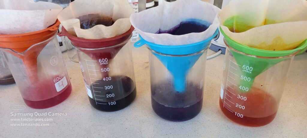 Pigments entrain de filtrer, l'eau ne doit plus contenir de colorants à la fin de l'opération