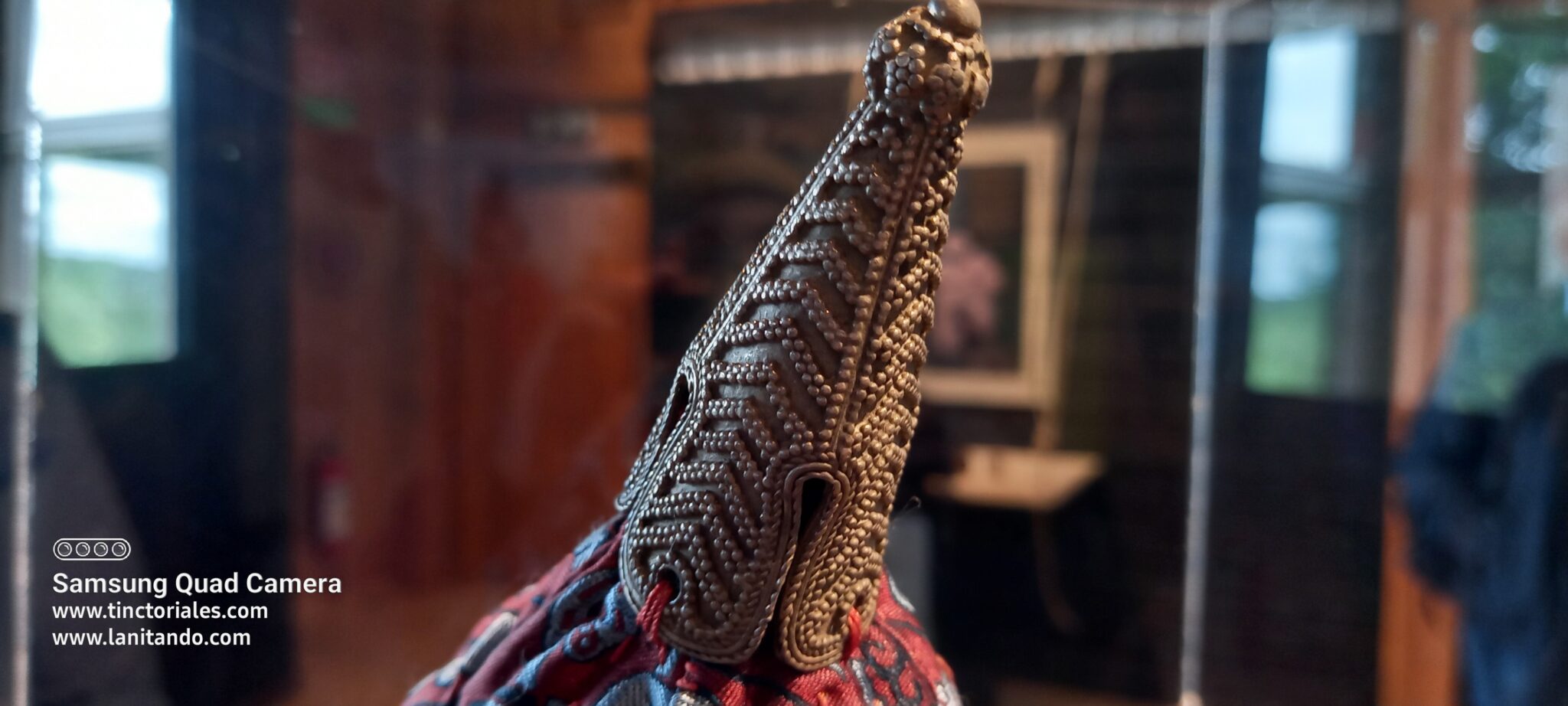 Détail de la reconstitution de la pointe du bonnet